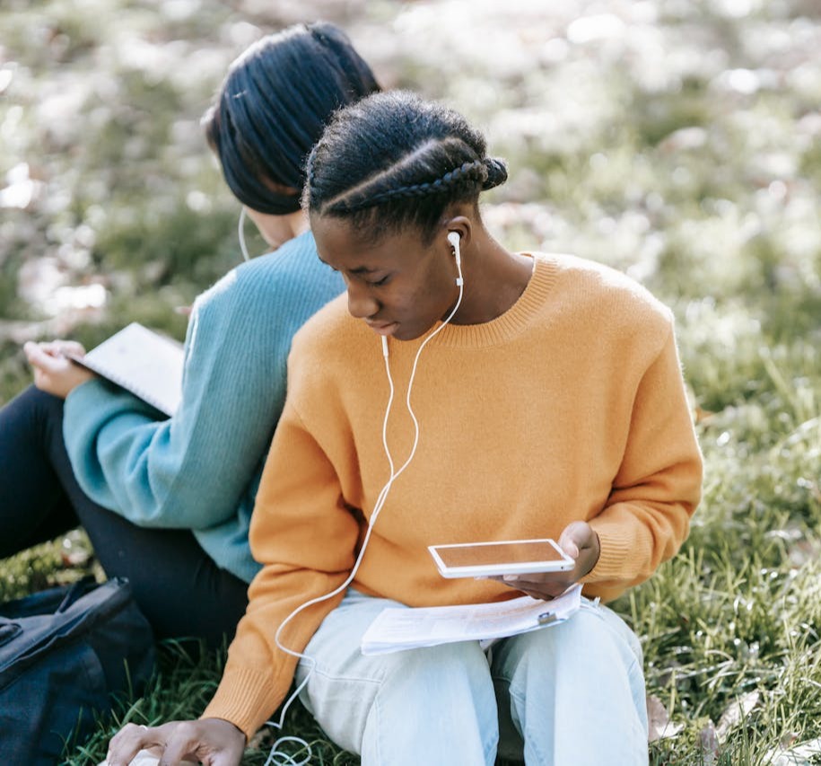 Christian listening to podcast